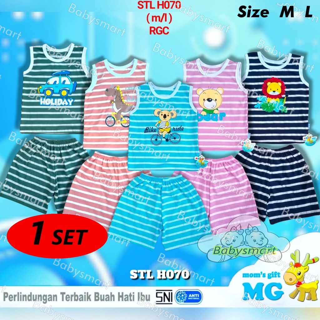 Babysmart - Setelan Singlet/Kutung Anak/Bayi SALUR SABLON H070 MOM'S GIFT SNI Bahan Katun Spandex Size M L