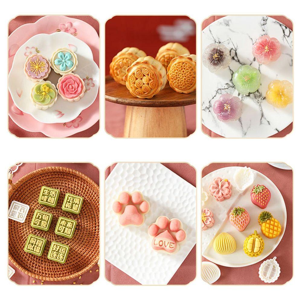 【 ELEGANT 】 Cetakan Kue Bulan Bentuk Bunga 50g Plunger Kue Alat Pastry Gadget Dapur Mooncake Baking Cookie Press