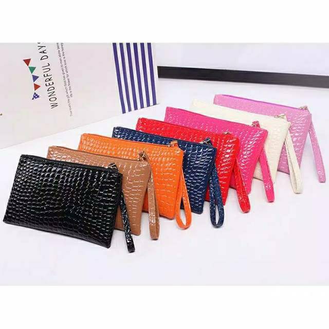 Dompet Wanita/Dompet Hp/Pouch Motif Kulit Buaya Import