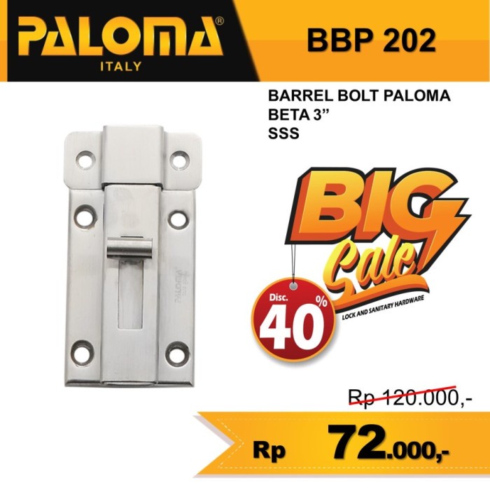 Paloma Barrel Bolt Grendel Slot Kunci Pintu Beta 3&quot; BBP 202 SSS