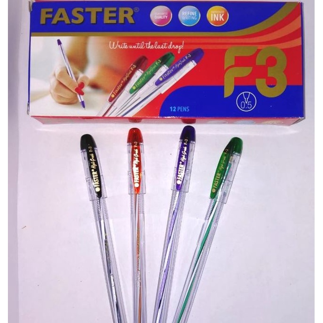 

qwe Pen / Balpoin / pena / Pulpen Faster F3, 0.5mm ( isi 12 pcs )
