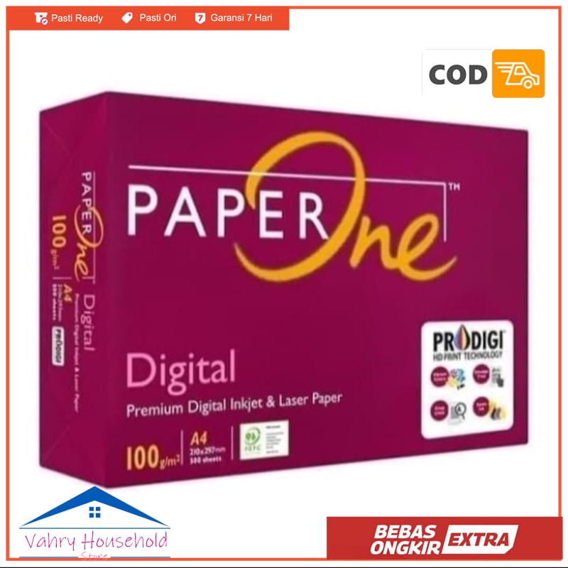 

Kertas PaperOne Digital Ink Jet Laser Paper A4 100gsm HVS Paper One - 100 LEMBAR