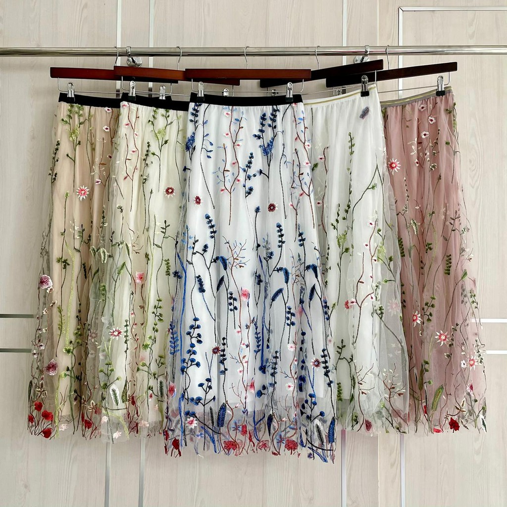 ROK TUTU IMPORT BORDIR BUNGA