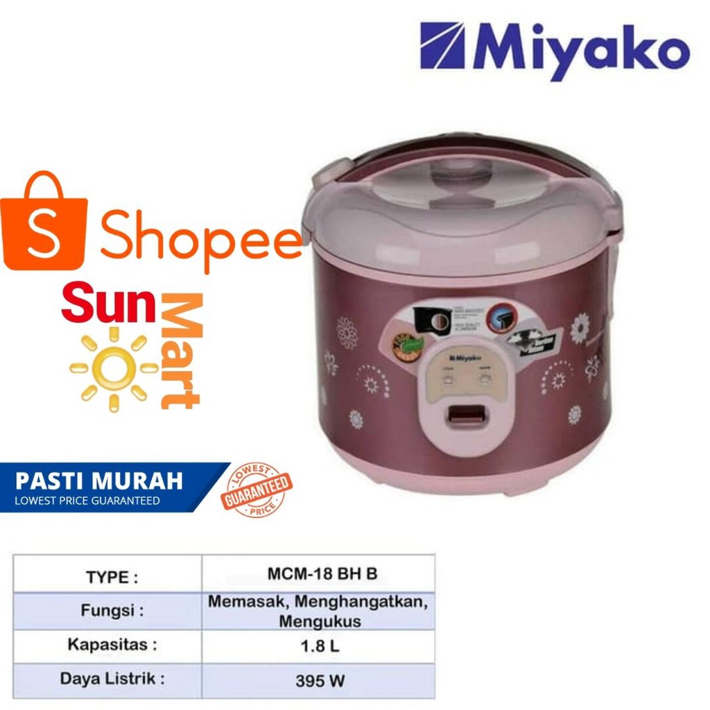 TERMURAH !! Magic com / rice cooker / penanak nasi Miyako MCM 18 BH/ 18BH 1.8L 3 in 1 bisa gosend