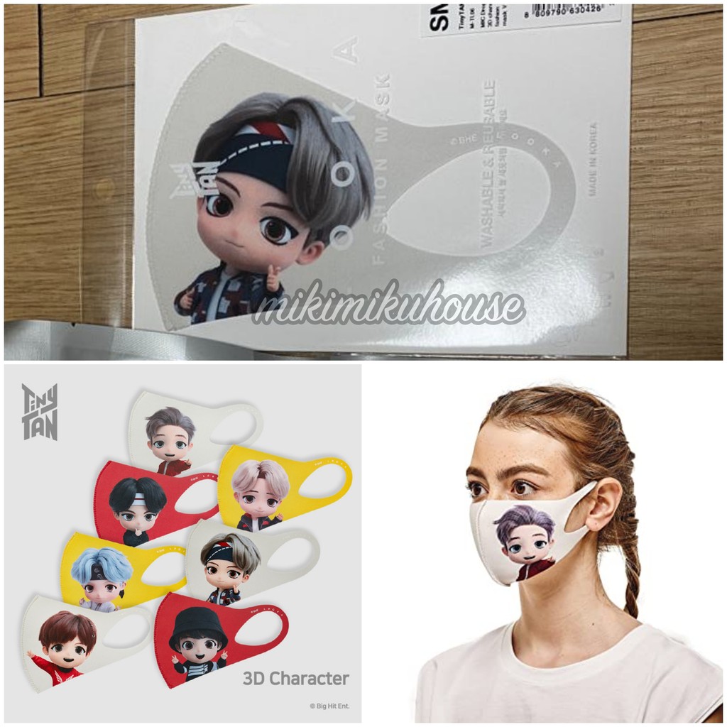 OFFICIAL TINYTAN 3D MASK FASHION GAZE SHOP KOREA BT21 BTS MASKER DOUBLE WASHABLE CUCI REUSABLE BABY
