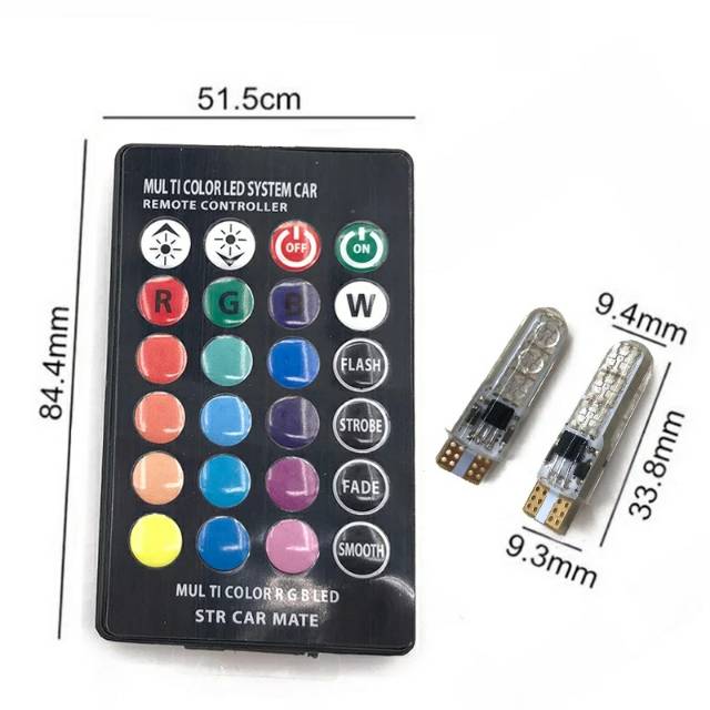 RGB LED Mobil Mobil Dome Atmosfer Light 12 V Bulb Mobil Internal Remote Control T10 6SMD 5050