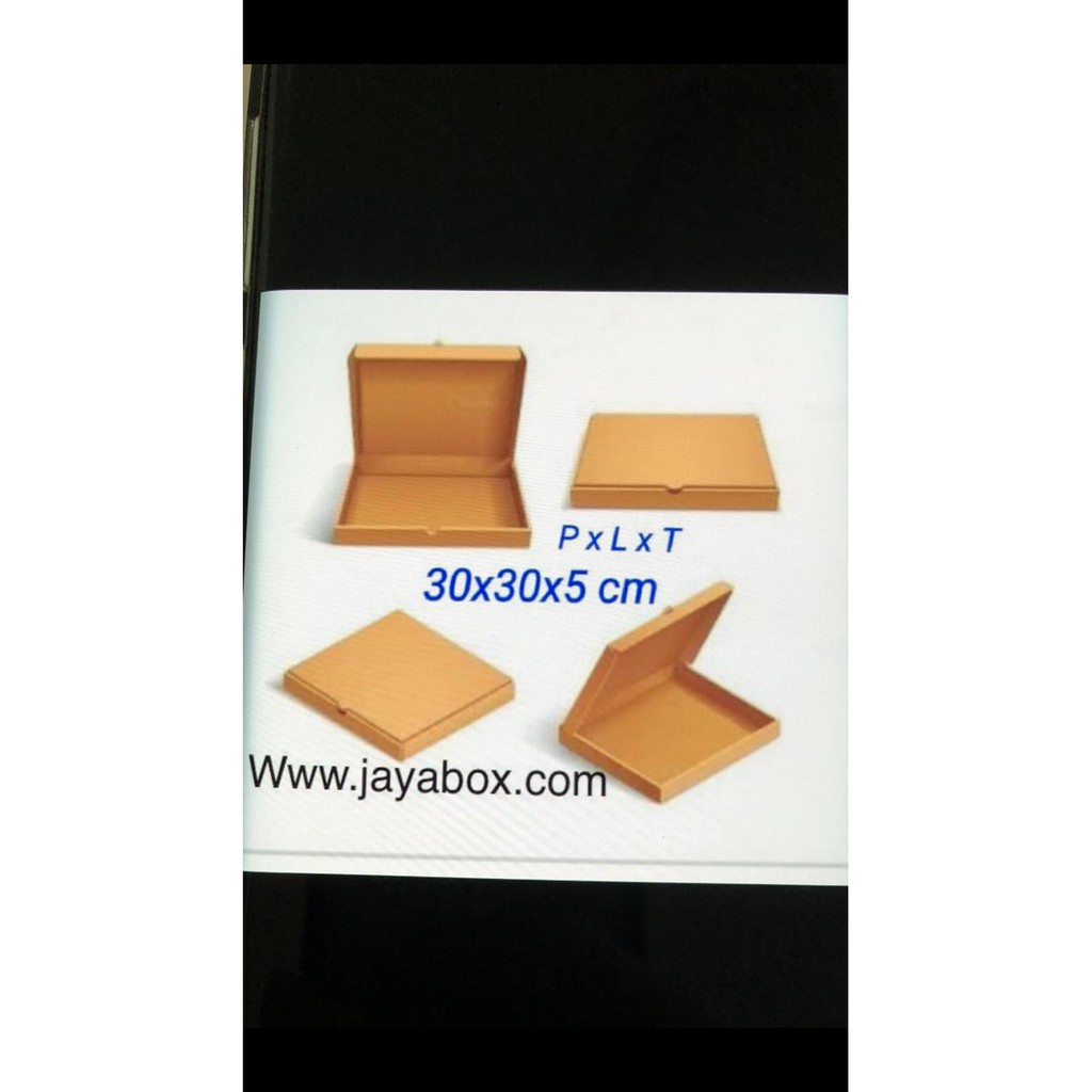 

Kardus / box / karton packing pizza, baju, kemeja 30x30x5cm BERMUTU