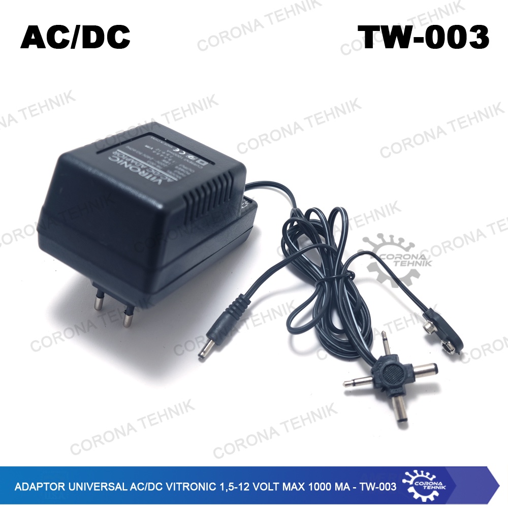 TW-003 - Adaptor Universal AC/DC Vitronic 1,5-12 Volt Max 1000 mA