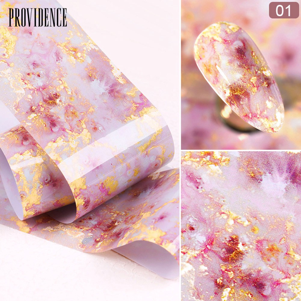 Providence Marble Stained Starry Nail Art Sticker Pink Blue Foil Manicure Transfer Decals