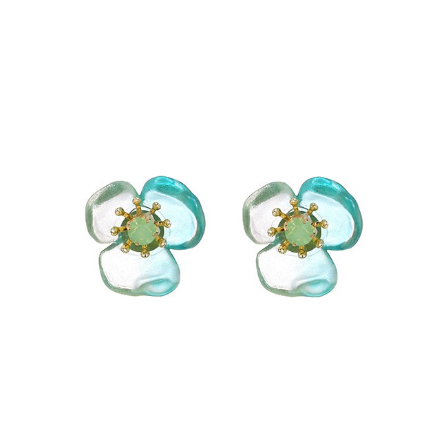 LRC Anting Tusuk Fashion Alloy Resin Transparent Flower Earrings K39451