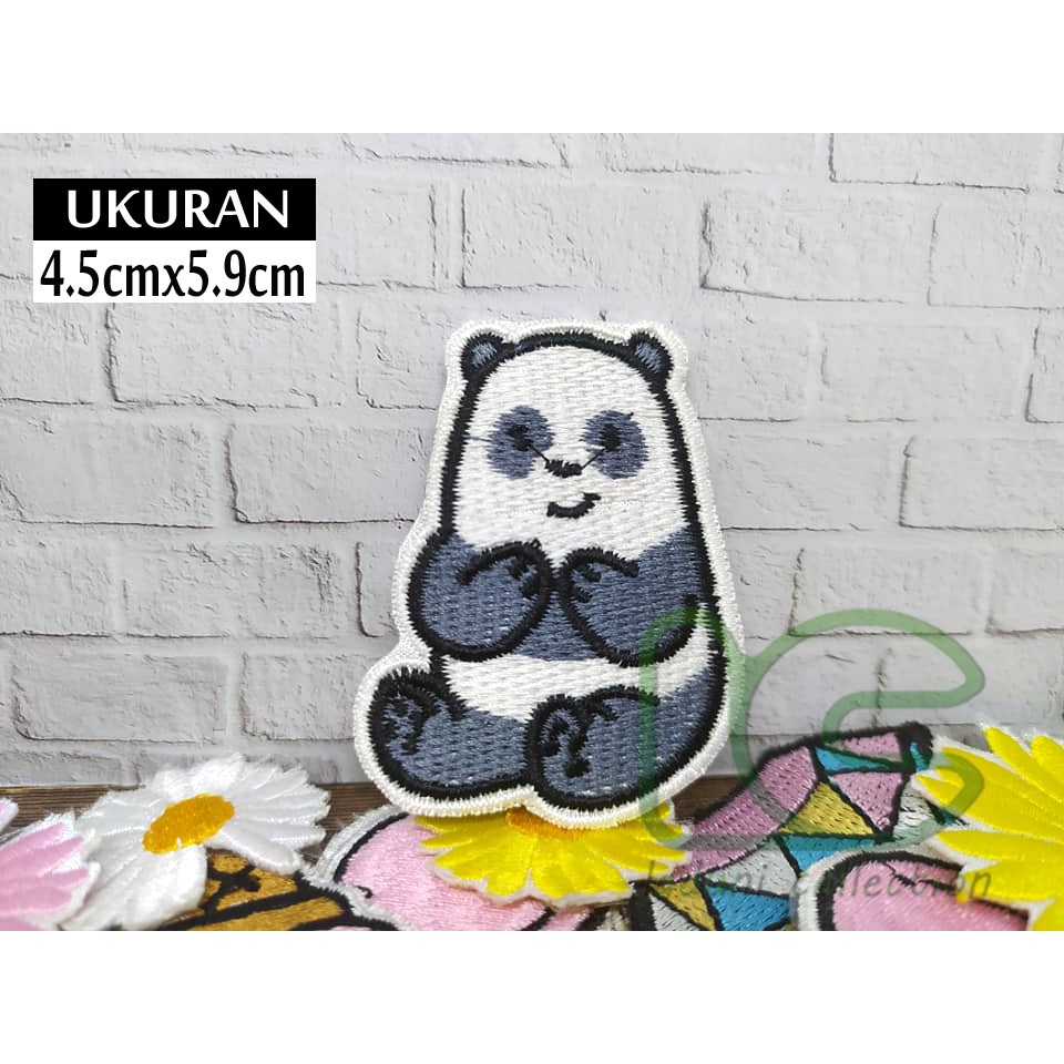 Patch bordir  PANDA Bare Bear /Patch bordir Karakter Panda bare bear