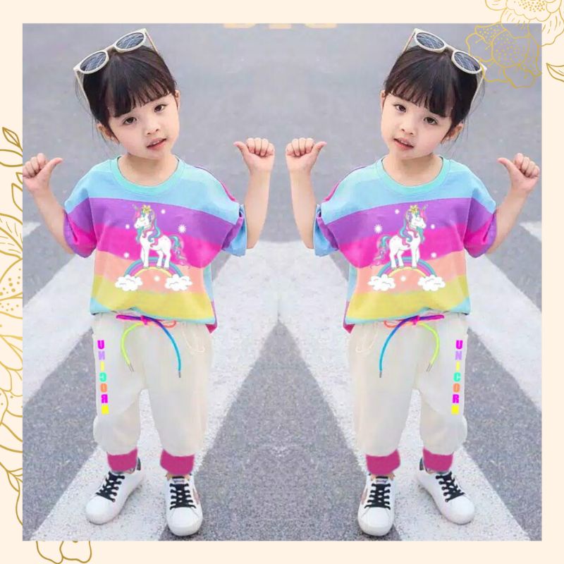 Baju Anak Unicorn - Setelan Anak Perempuan Umur 3 4 5 Tahun - Setelan Anak Perempuan - Baju Anak Per