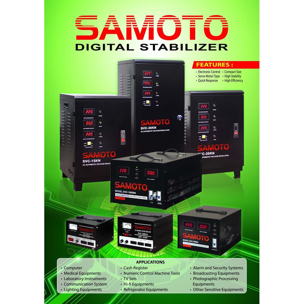 STABILIZER / STAVOLT SERVO MOTOR SAMOTO 1500VA UTK KOMPUTER, KULKAS