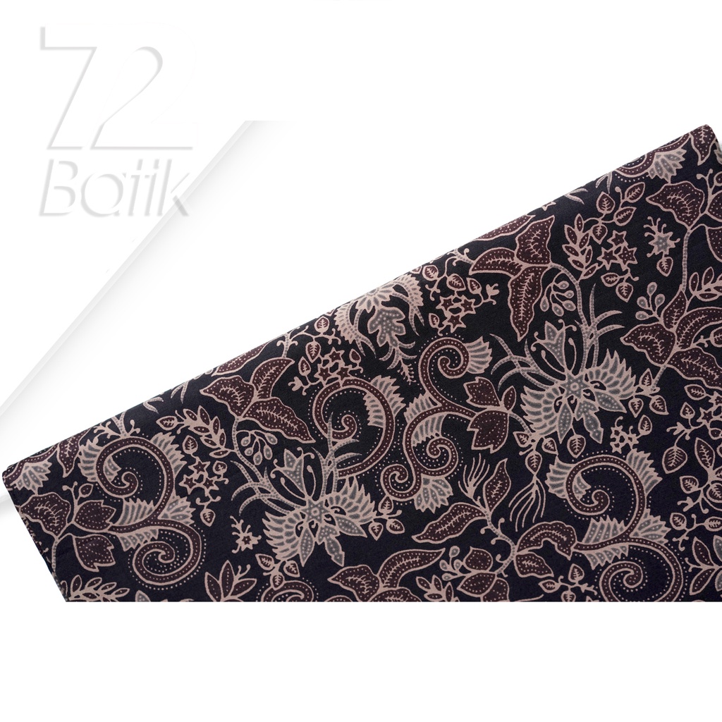 KAIN BATIK PREMIUM Bahan Katun Motif Kembang Setaman Warna Hitam 722034 Cap 72 Jarik Jarit Samping Kebat Panjang Batik Katun Modern Premium Bahan Seragam Batik Pernikahan Kantor Keluarga Murah Kamen Jadi Batik Bali Lembaran