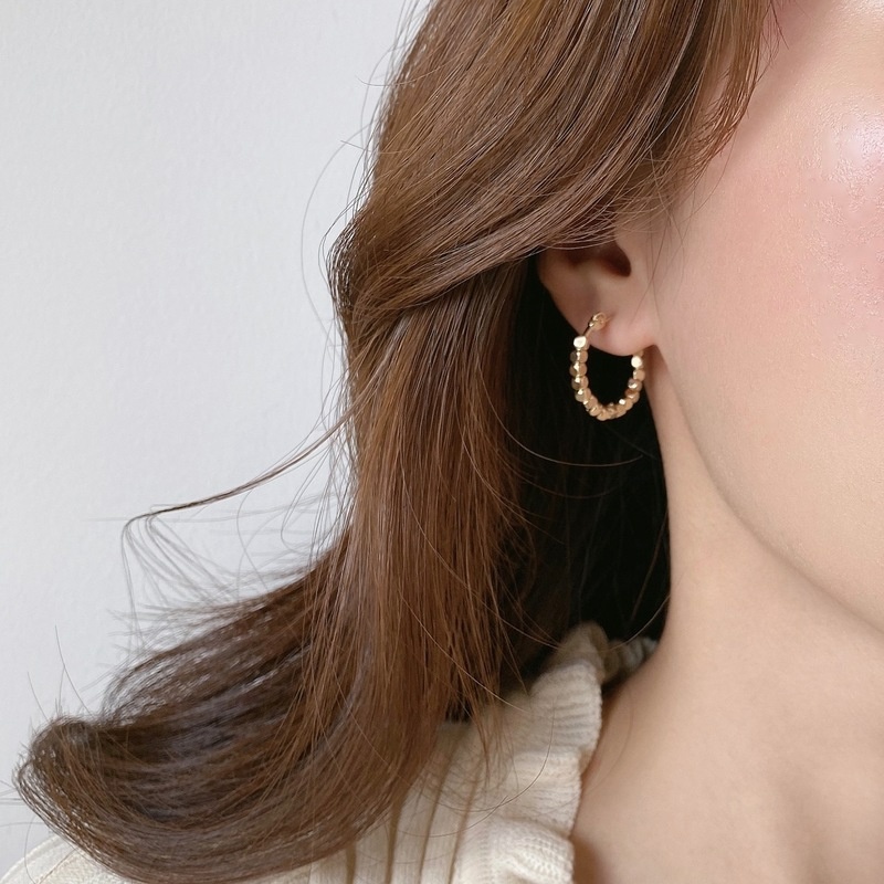 Anting Stud Bentuk Geometris Warna Emas Gaya Vintage Korea Minimalis Untuk Wanita