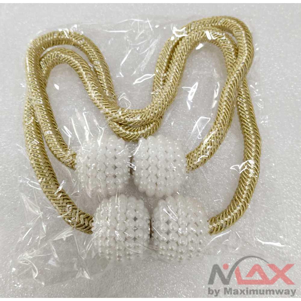 Tali Pengikat Tirai Gorden Magnetic (dapat 2pcs) Tali korden magnet cepat mudah elegant dekorasi gorden Curtain Clip 2 PCS 2Pcs Pearl Curtain Buckle Magnetic Clip Curtain Bracket Strap Buckle Decorative Pendant Tie Rope Curtain Accessories Home Decor