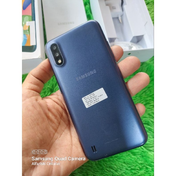 HANDPHONE HP SECOND BEKAS. SAMSUNG A01 2/16 BIRU FULLORI MULUS