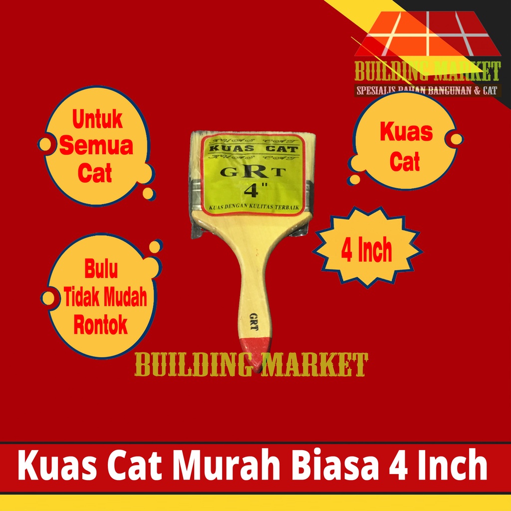 KUAS CAT MINYAK BESI KUAS CAT TEMBOK KUAS GRT BIASA 4 INCH