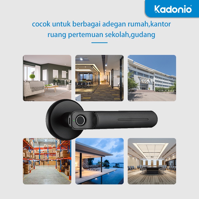 Kadonio Kunci Pintu rumah Elektronik Fingerprint Handle USB charge kunci pintu sidik jari Smart Door Lock kunci pintu digital hendel pintu rumah