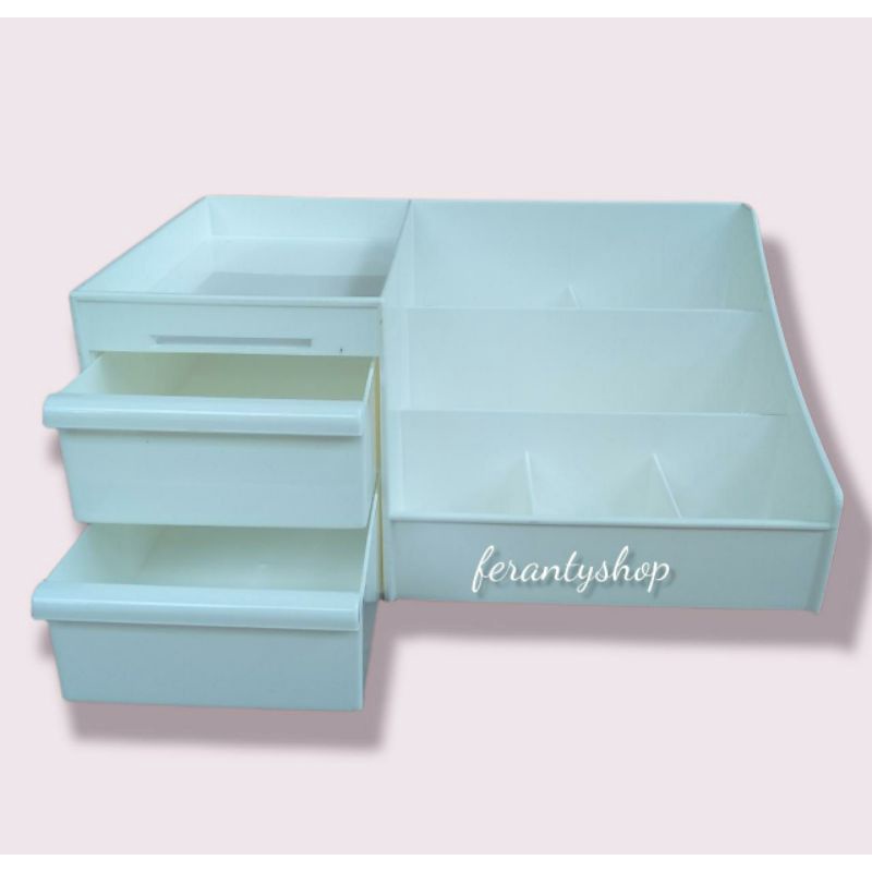 Kotak Penyimpanan Laci Rak kosmetik putih tempat makeup storage tempat penyimpanan