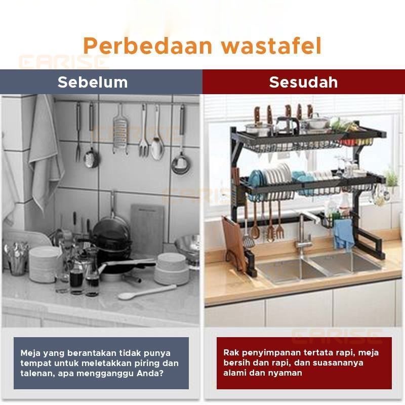 POTE - Rak Dapur Stainless Hitam - Rak Piring - Rak Wastafel Peralatan Dapur Kokoh Modern