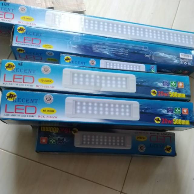 Lampu aquascape 50cm 20w 10.000kelvin Recent Rcg-518-sw