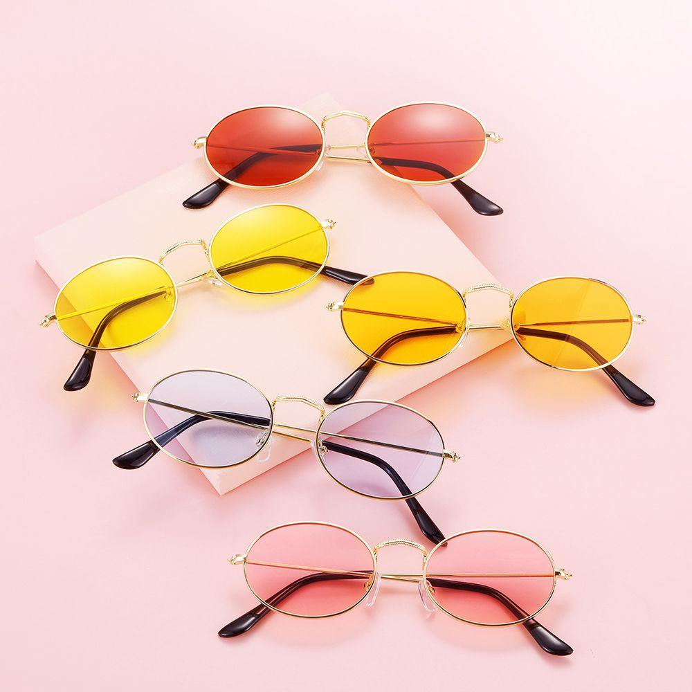 R-flower Oval Sunglasses Fashion Vintage UV400 Bingkai Kecil Steampunk Gradient Mirror Glasses