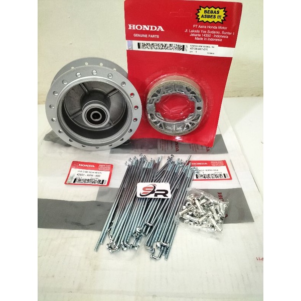 TEROMBOL BELAKANG KOMPLIT (KPH) HONDA ORIGINAL SUPER X125  KARISMA  KIRANA NEW OLD  KELENGKAPAN PRODUK  TROMBOL BELAKANG  KAMPAS REM BELAKANG  JARI JARI UKURAN 9X159_36 BIJI