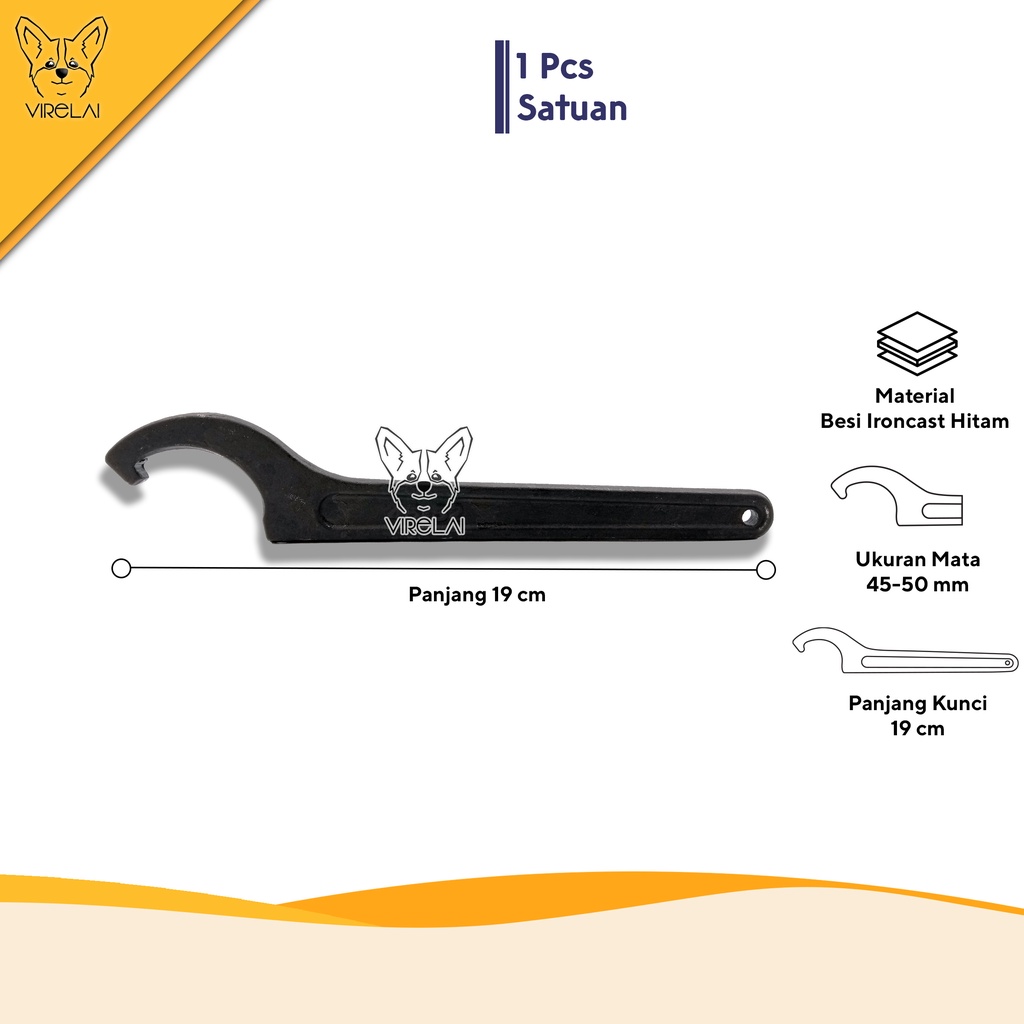 Kunci Komstir Motor 45 - 52 mm / Kunci Komstir Dual Fungsi / Hook Wrench 45 - 52 mm