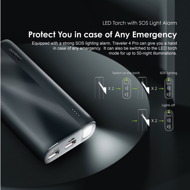 Oraimo OPB-P204DQ Traveler 4 Pro Powerbank 20000mAh Quick Charge Garansi 1 Tahun