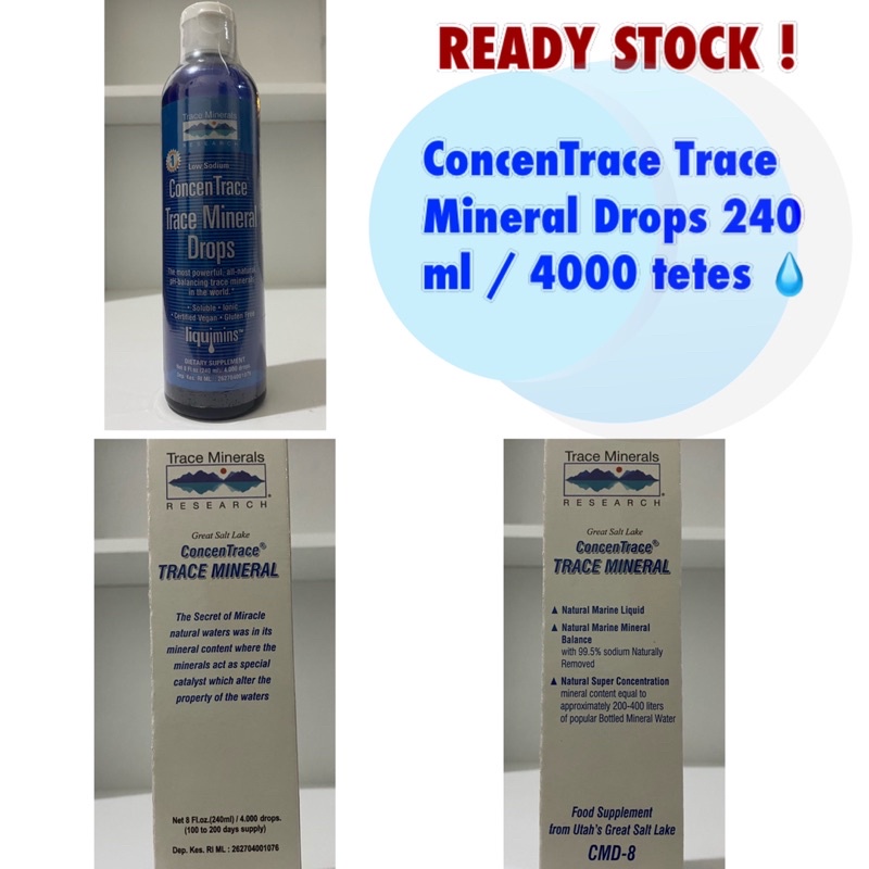 CMD ConcenTrace Trace Mineral Drops - 8 oz 240 ml / 4000 Tetes Asli Original 100 % BPOM / Multivitam