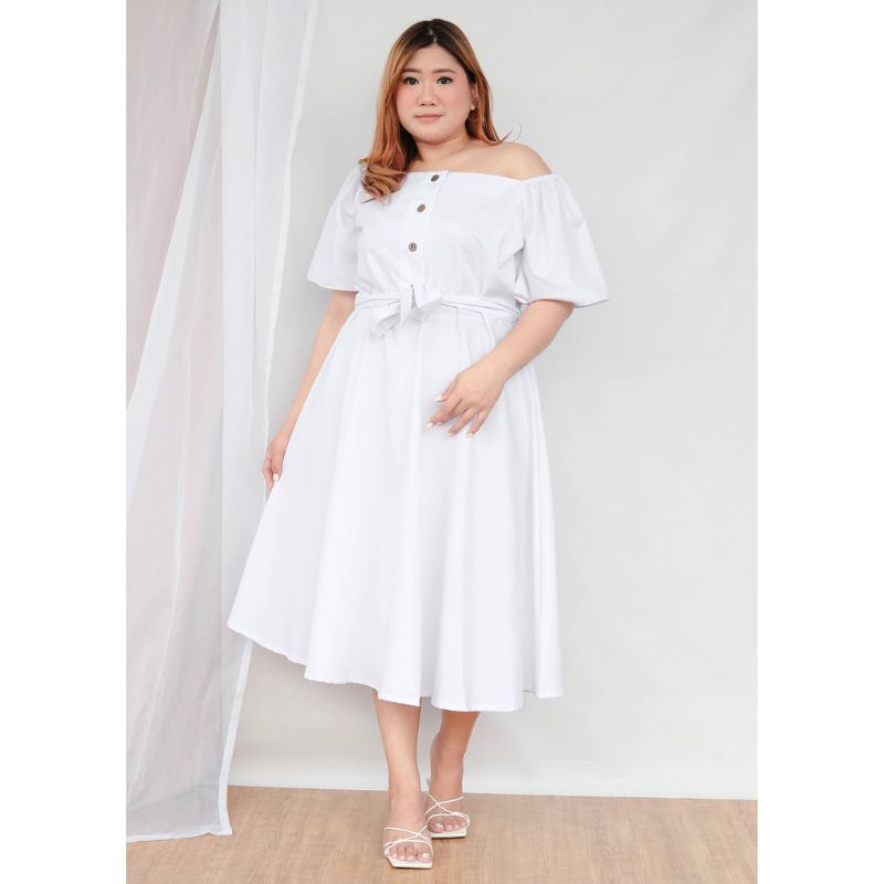 SABRINA DRESS RALINE MIDI DRESS JUMBO KOREAN STYLE BIG SIZE L - XXXXL