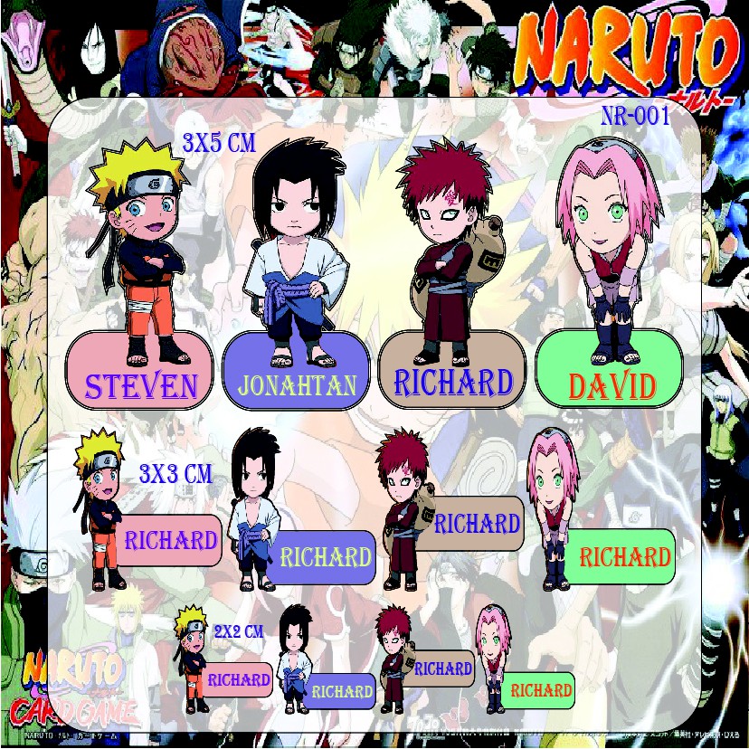 

STICKER LABEL NAMA ANAK CUSTOM (ESTIMASI 60-80pcs) Naruto