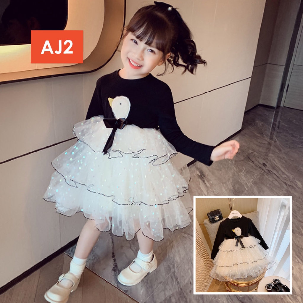 LAPAGO - Dress Gaun Anak Bayi Perempuan Import Baju Pesta Elegan Cantik Lucu 2021 usia 2 - 10 tahun Type AJ