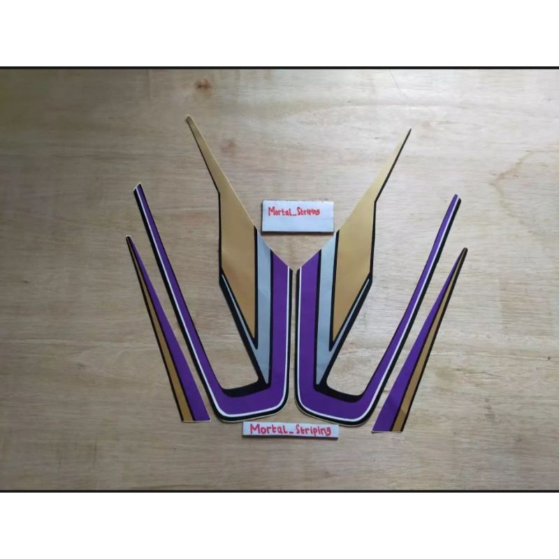 STICKER STRIPING FULLSET LIS LIST BODY MOTOR YAMAHA RX KING TAHUN 1992 WARNA HITAM UNGU GOLD STANDAR