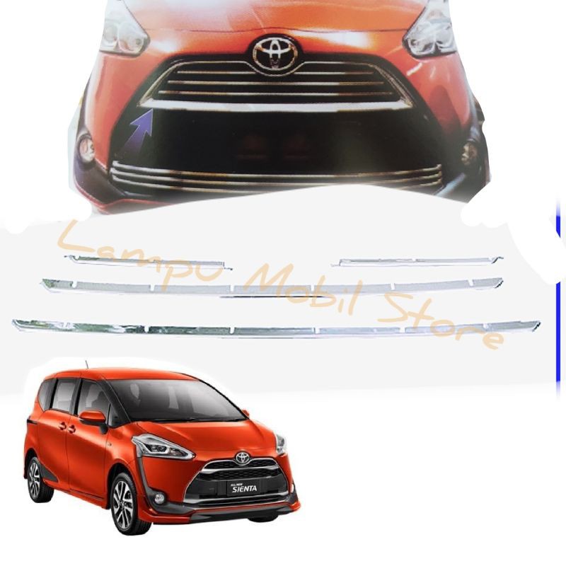 Cover List Grill Depan Lis Atas Chrome Toyota Sienta
