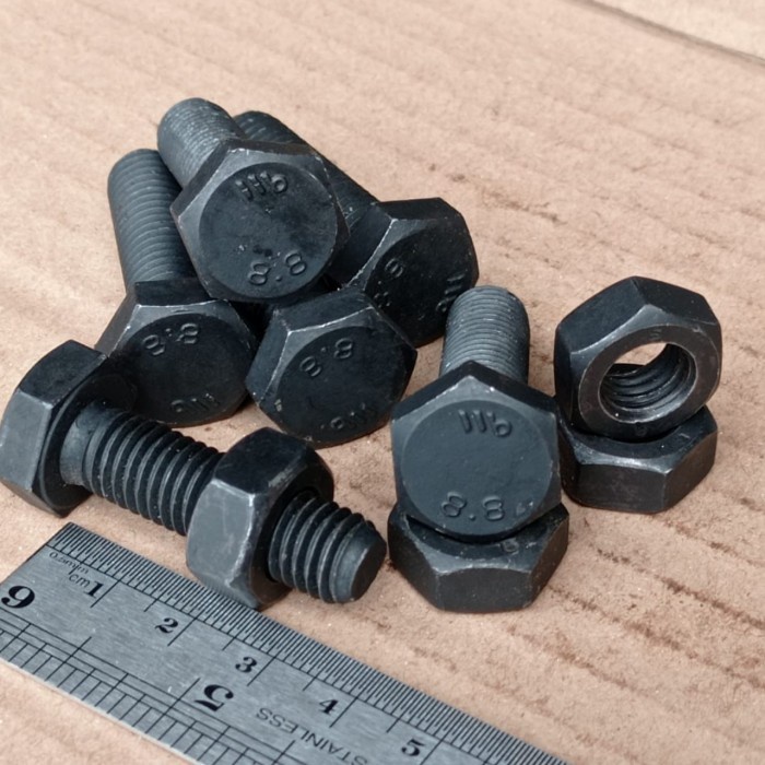 BAUT BAJA HTB 8.8 M12 X 35 DRAT HALUS P 1.25 PITCH 1,25 / BAUT M12X35 BAJA / BAUT 19 KUNCI 19 FULL D