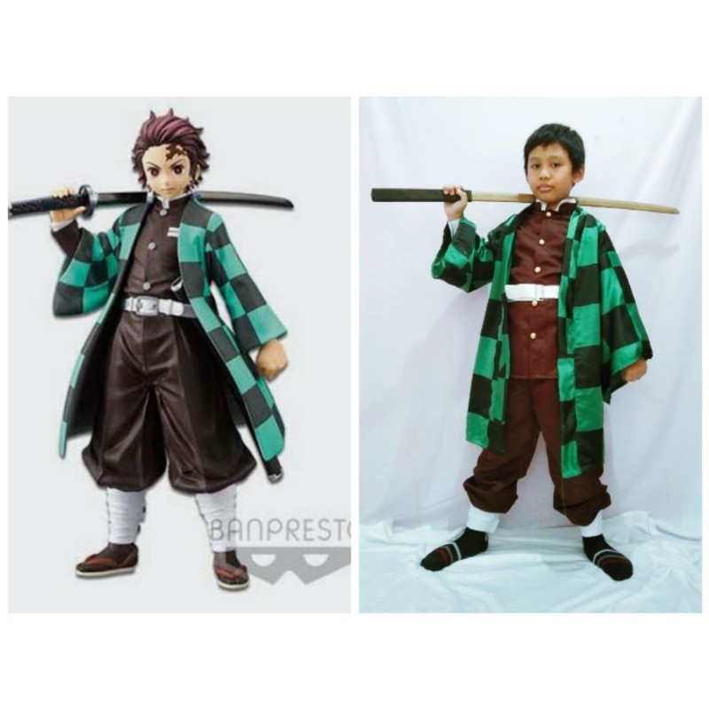 Kostum Cosplay Tanjiro (Anak 0-9th)