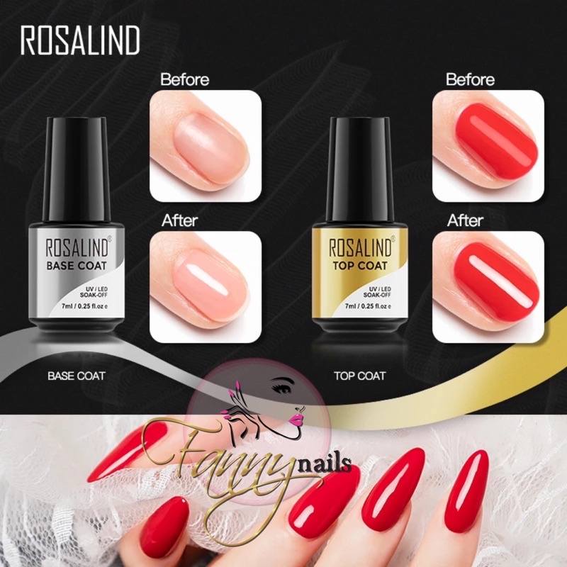 ROSALIND TOP COAT BASE COAT 7ml SOAK OFF GEL POLISH KUTEK GEL NAIL ART