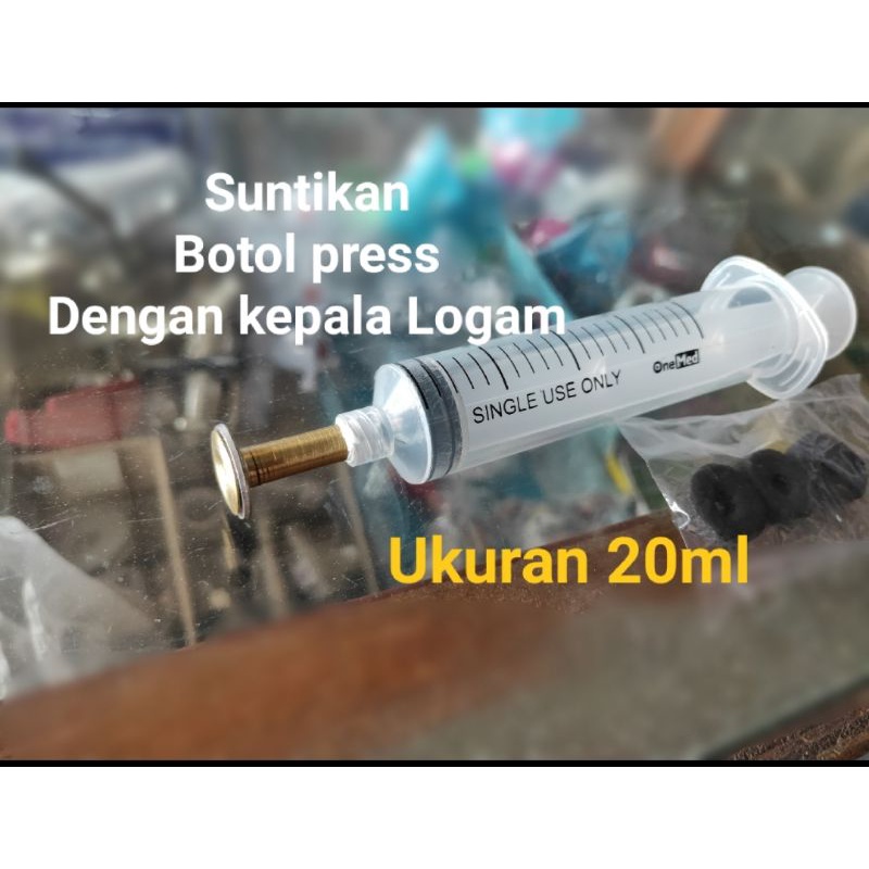 suntikan botol press, suntikan botol , suntikan injek , suntikan ujung logam
