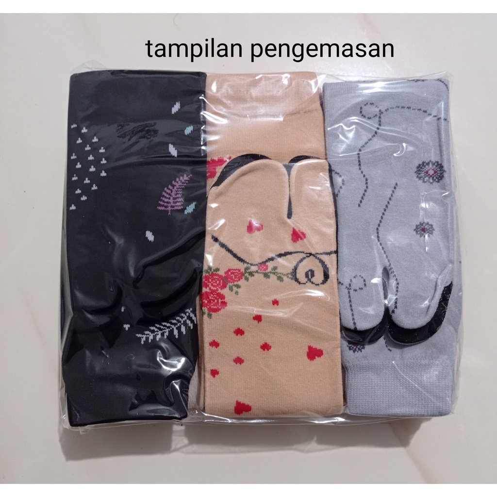 1 lusin kaos kaki jempol nylon motif atau polos randoom nonkemas