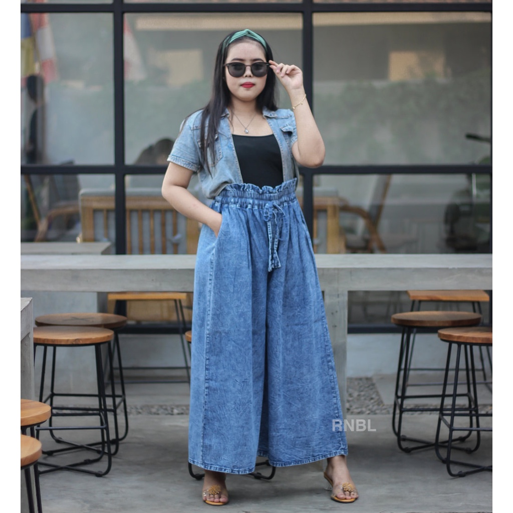 Celana Kulot Jeans Jumbo bb 100kg 120kg 90kg 85kg Celana Jumbo Wanita bahan melar Kulot Jumbo Wanita