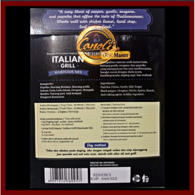 jays grill master italian grill marinade mix 30 gr