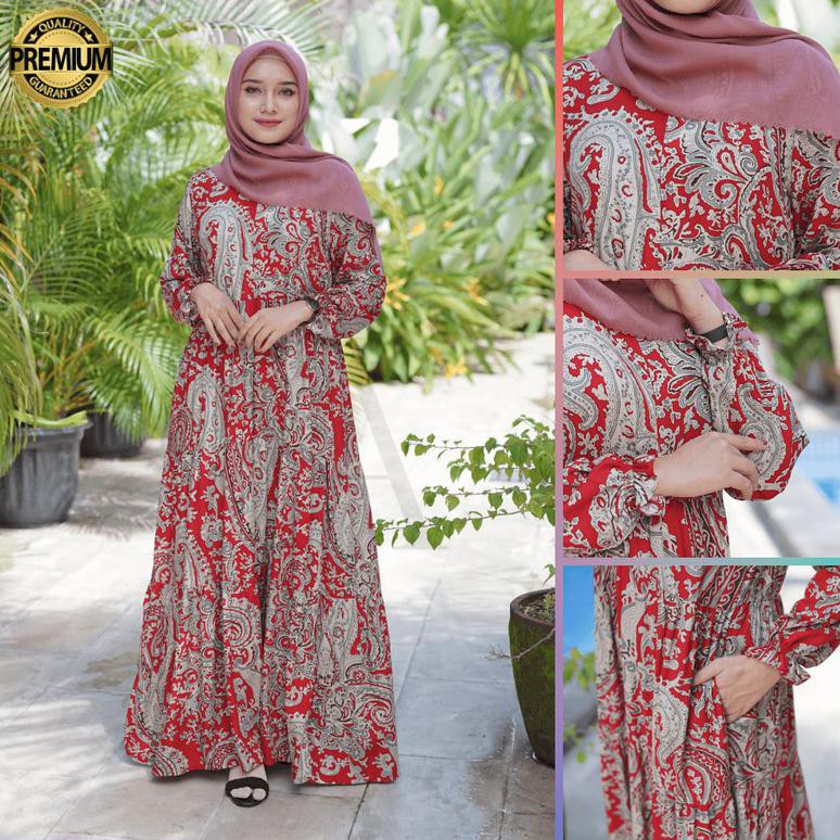 Gamis Syari Home Dress Busui Nayaka Red By Wearmoura