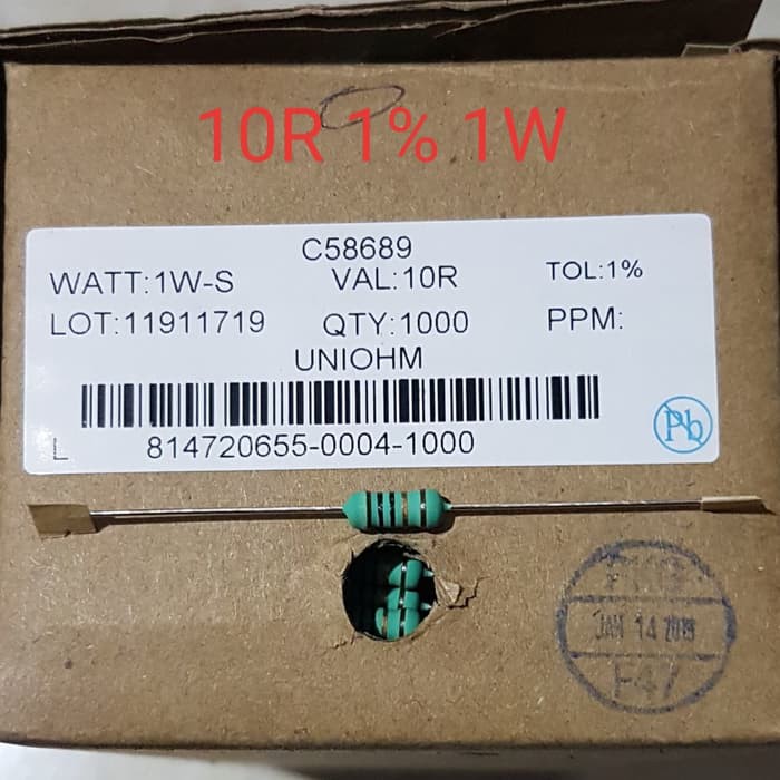 Resistor 10R 1% 1W MF Taiwan