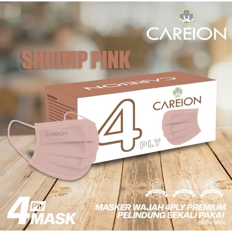 Masker Earloop 4Ply Embos Careion Premium Tebal isi 50 pakai Box