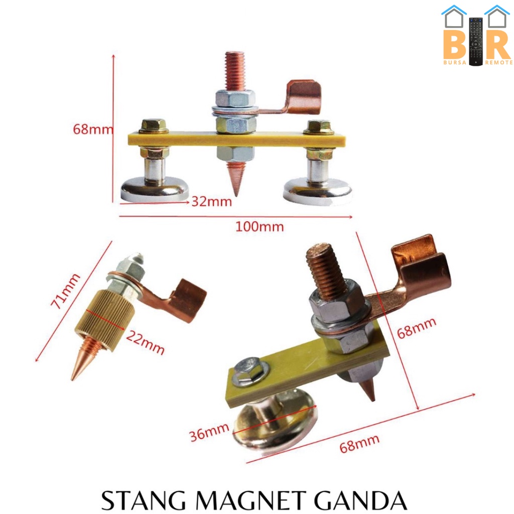 Klem Tang Stang Las Head GANDA DOUBLE DUAL Magnetic Welding Ground Clamp