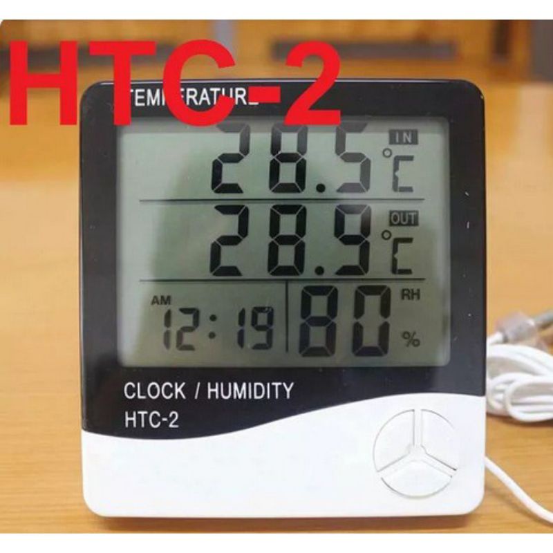 HTC-2 Thermometer Suhu Hygrometer Clock Temperatur Ruangan HTC 2