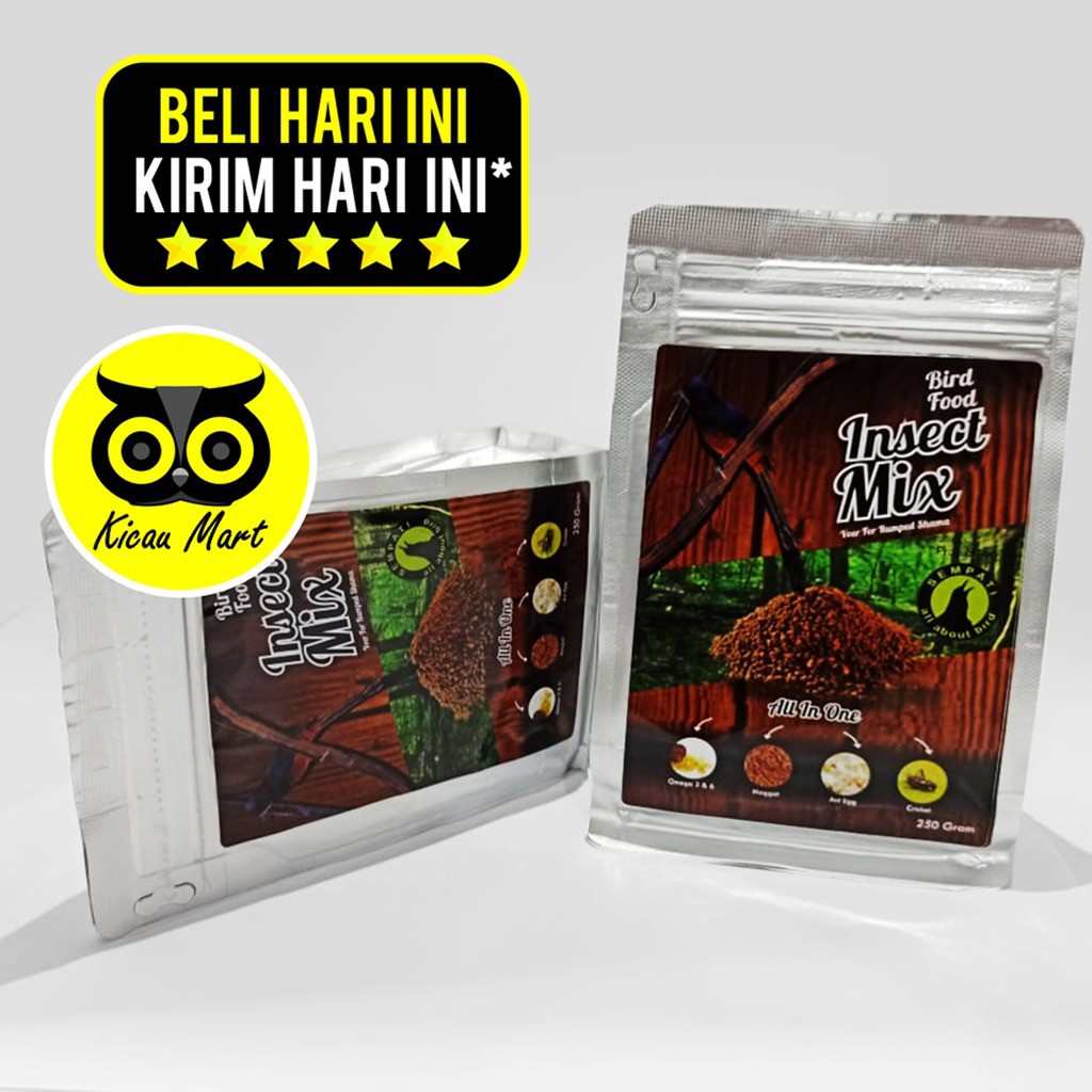 PAKAN MAKANAN HARIAN BURUNG INSECT MIX DAILY SEMPATI 250 GRAM MURAI KACER CUCAK JALAK INSECTMIX250