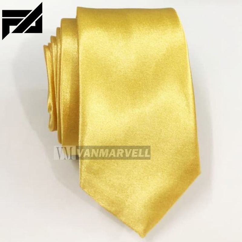 TERBARU VM Dasi Gold Polos Slim - Dasi polos Soft Gold Emas